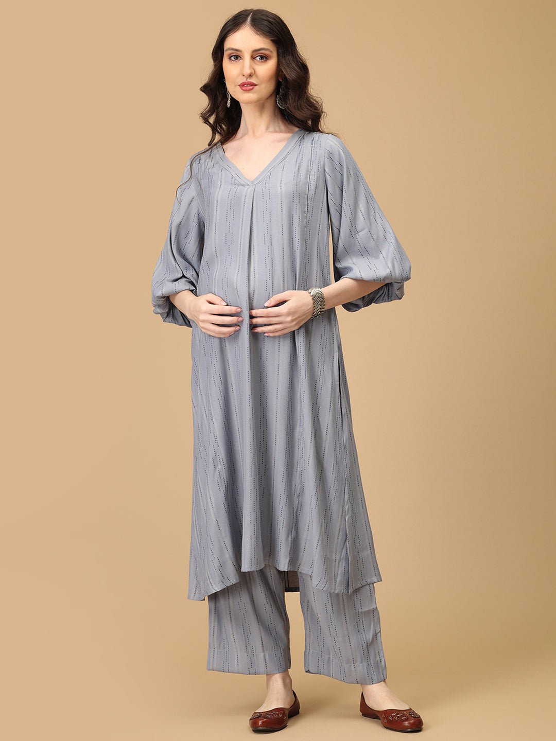  Smoky Swag Maternity and Nursing Co Ord Set Grey