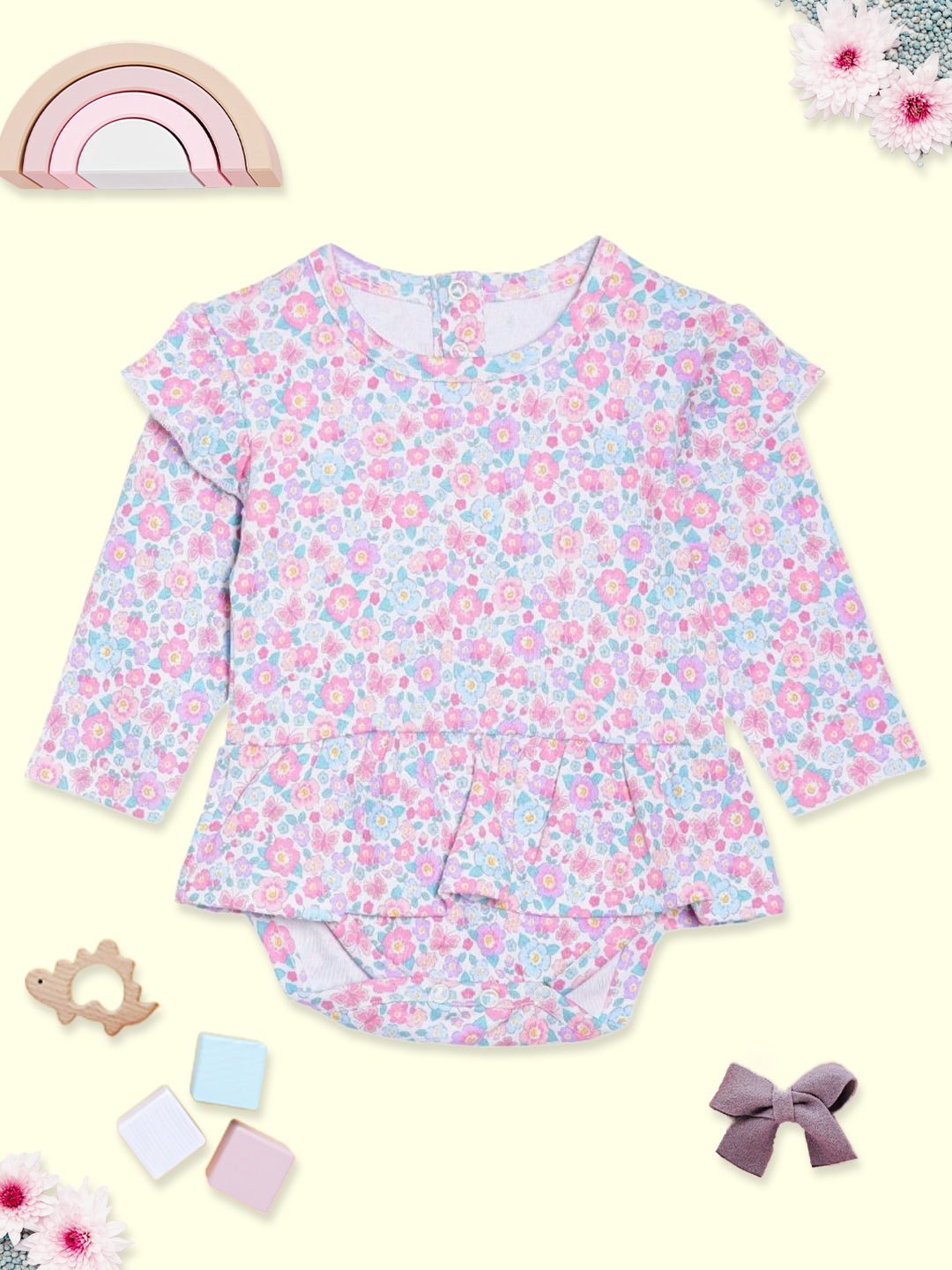  Spring Blooms Girls Skirted Onesie