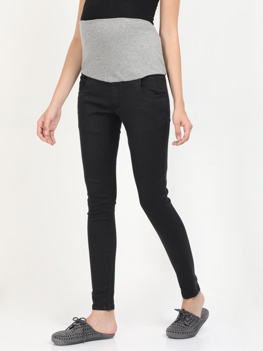 Stretchable Maternity Denim with Belly Support Black