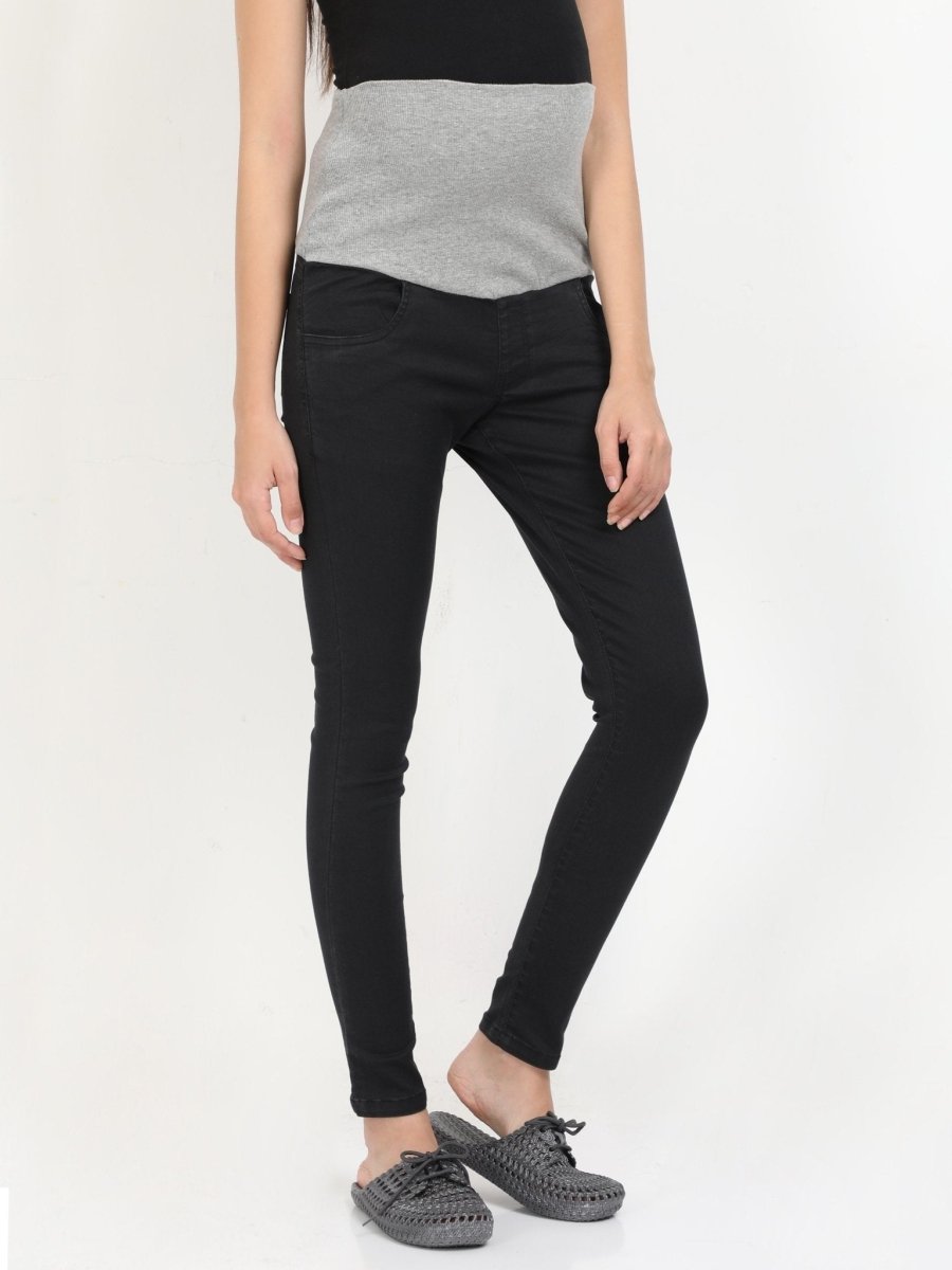  Stretchable Maternity Denim with Belly Support Black
