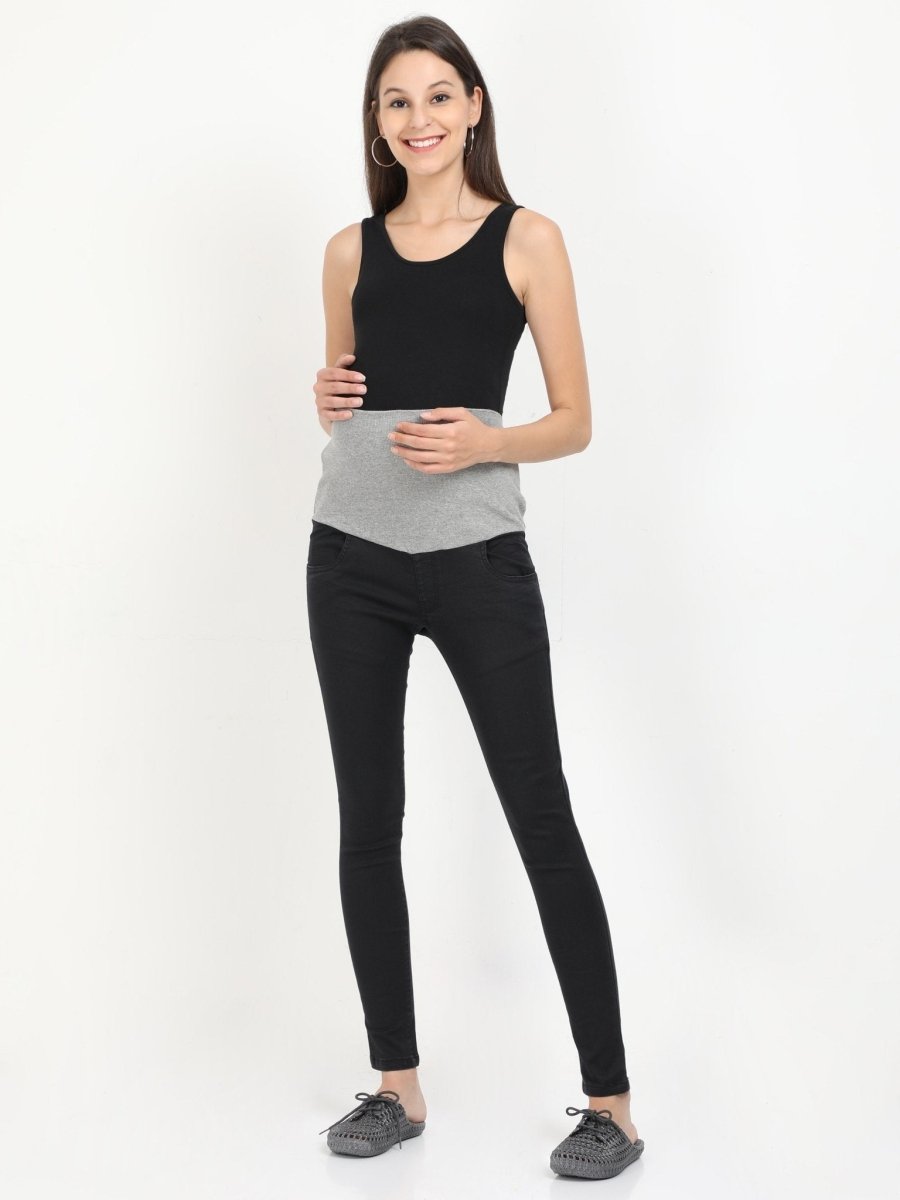  Stretchable Maternity Denim with Belly Support Black