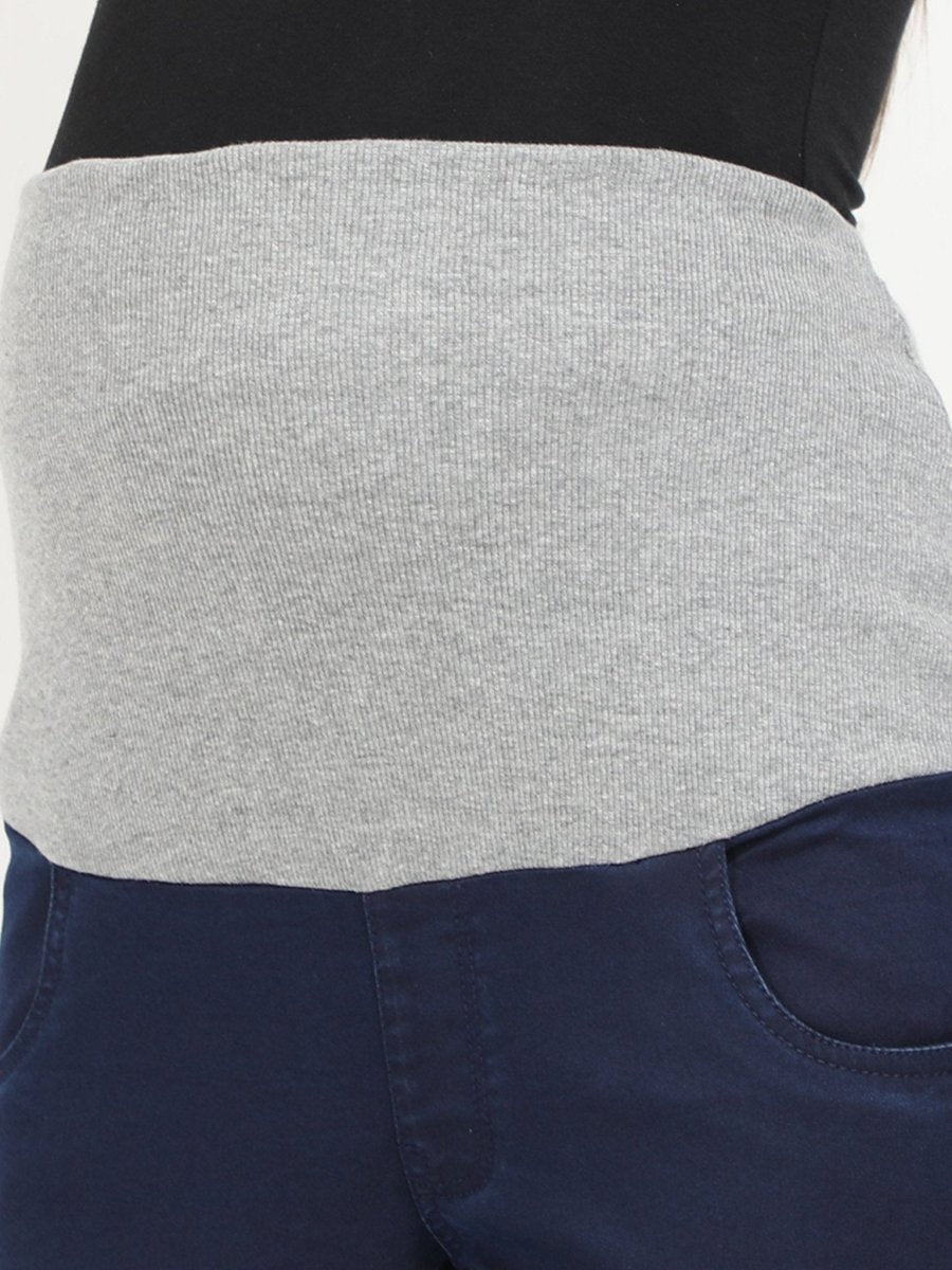  Stretchable Maternity Denim with Belly Support Navy Blue