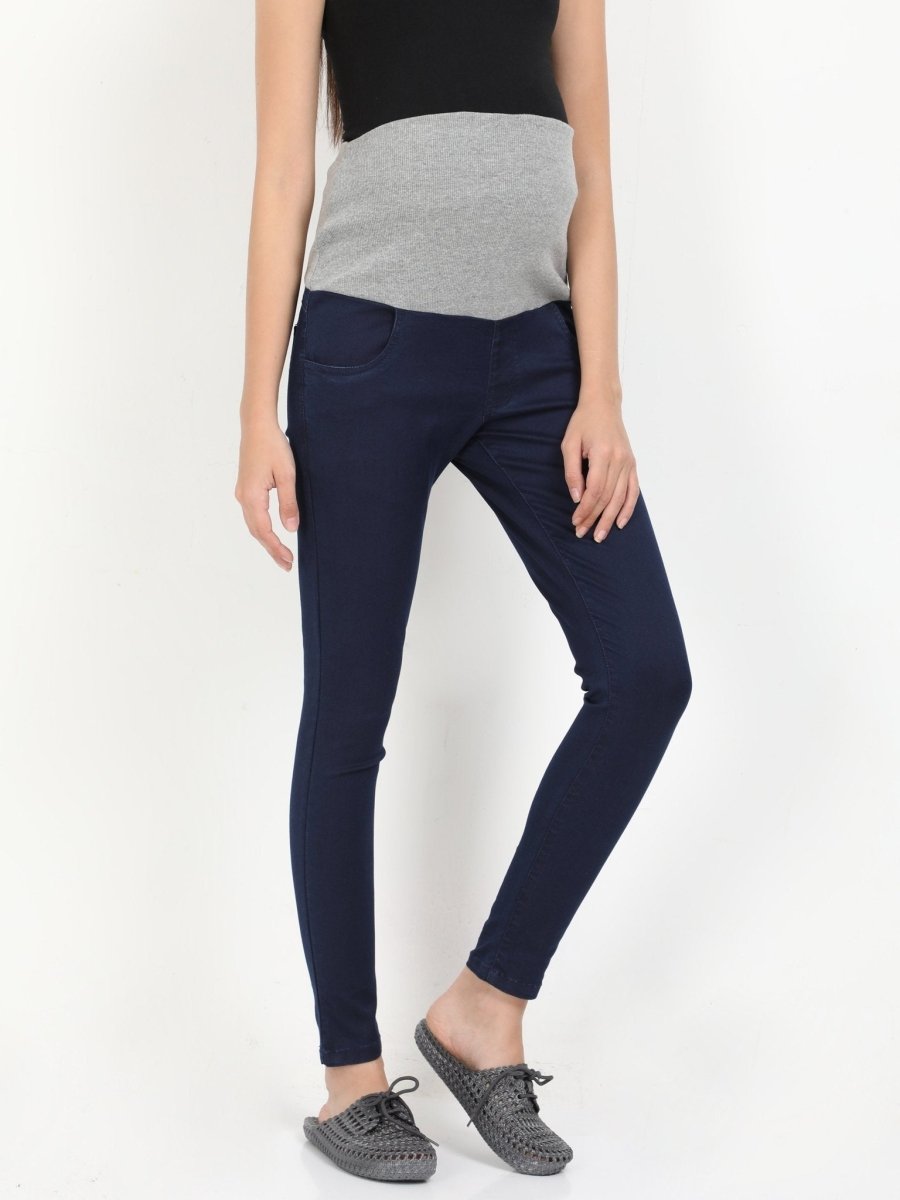  Stretchable Maternity Denim with Belly Support Navy Blue