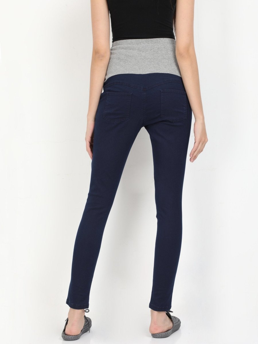  Stretchable Maternity Denim with Belly Support Navy Blue