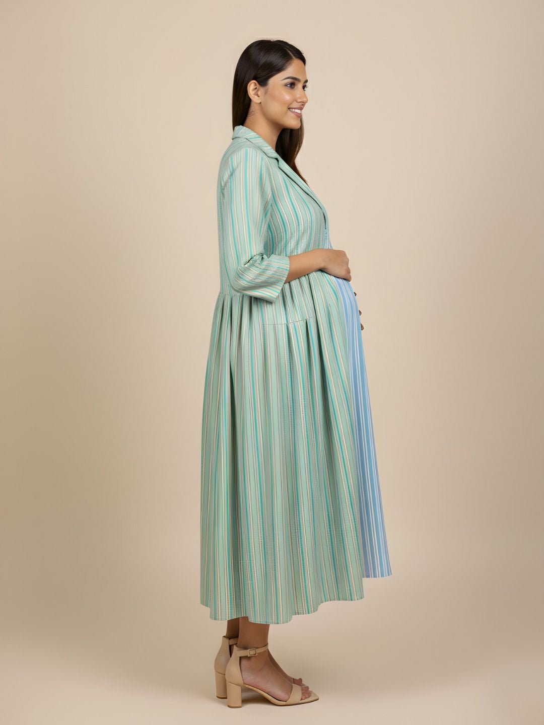  Stripe Duet Maternity and Nursing Shacket Dress Multi