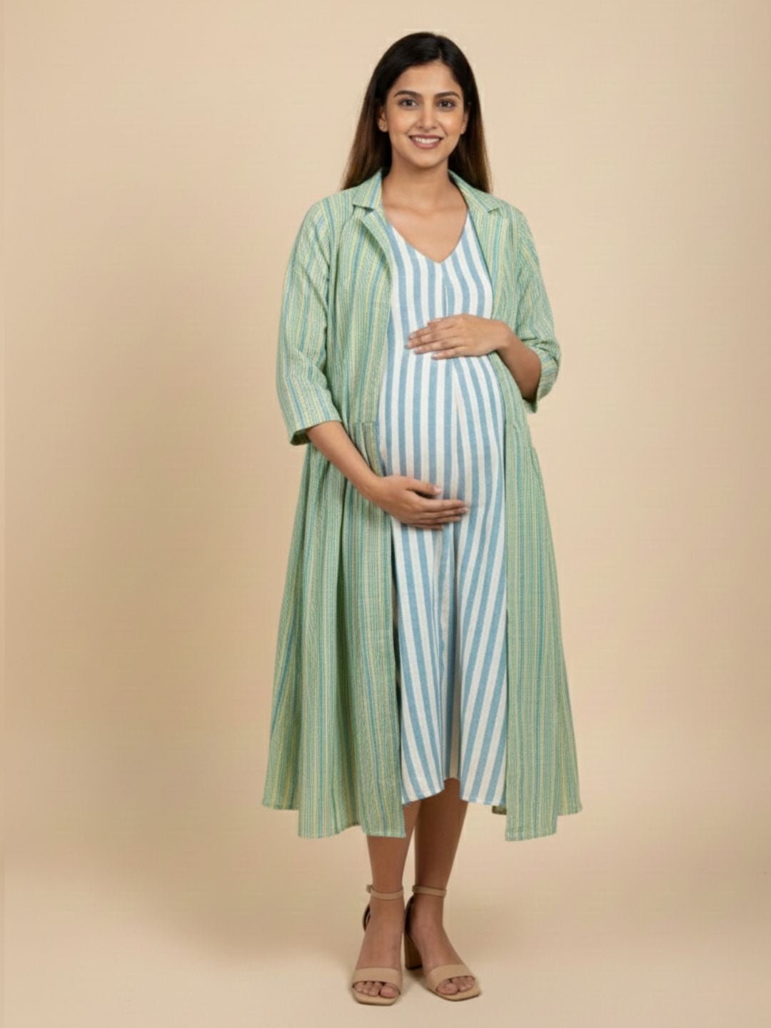  Stripe Duet Maternity and Nursing Shacket Dress Multi