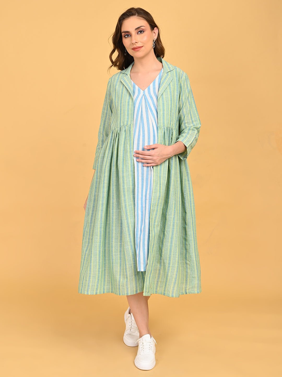  Stripe Duet Maternity and Nursing Shacket Dress Multi