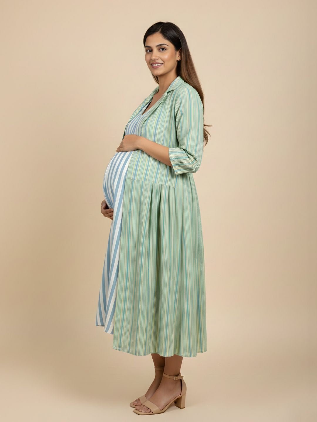  Stripe Duet Maternity and Nursing Shacket Dress Multi