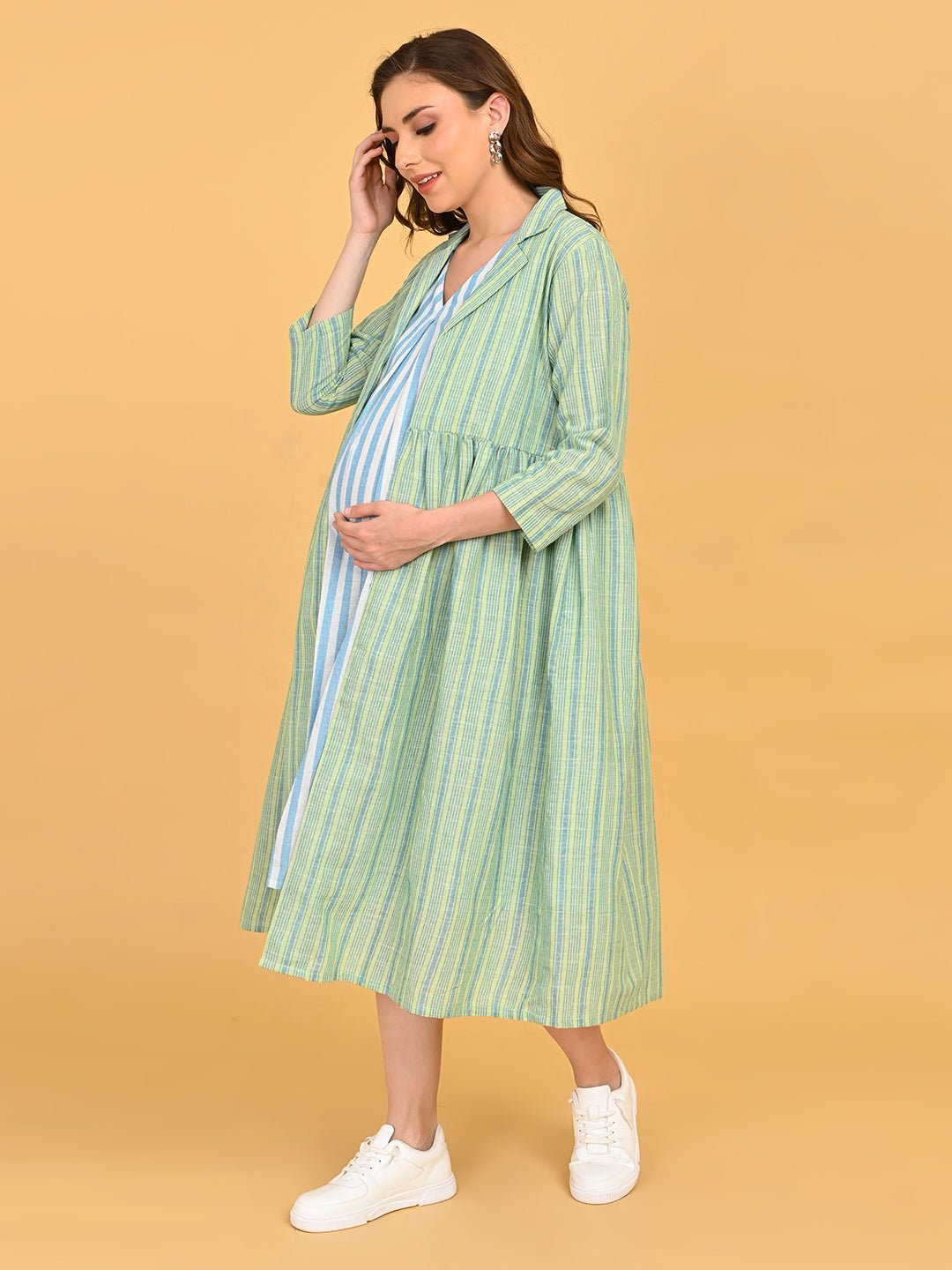  Stripe Duet Maternity and Nursing Shacket Dress Multi