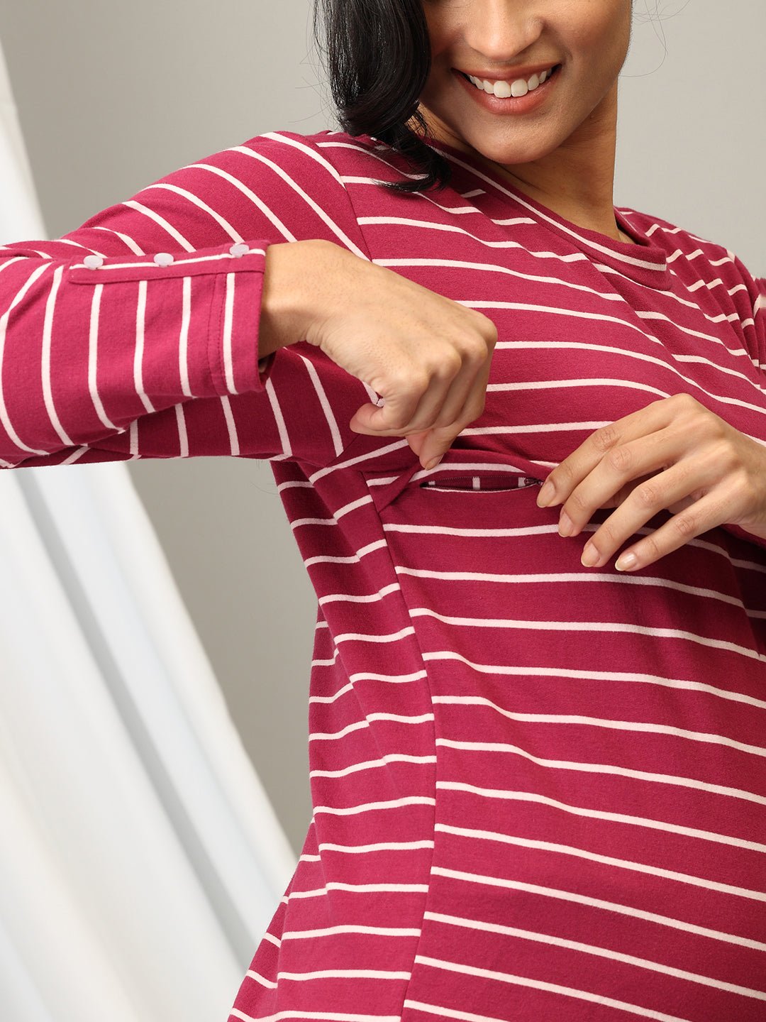  Stripe It Rich Maternity and Nursing Sweatshirt Blue