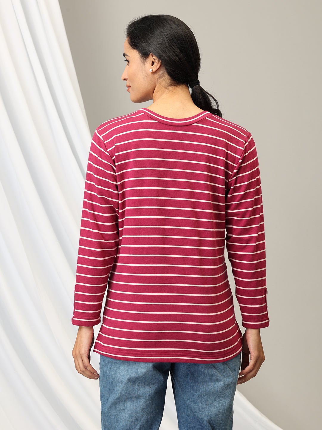  Stripe It Rich Maternity and Nursing Sweatshirt Blue