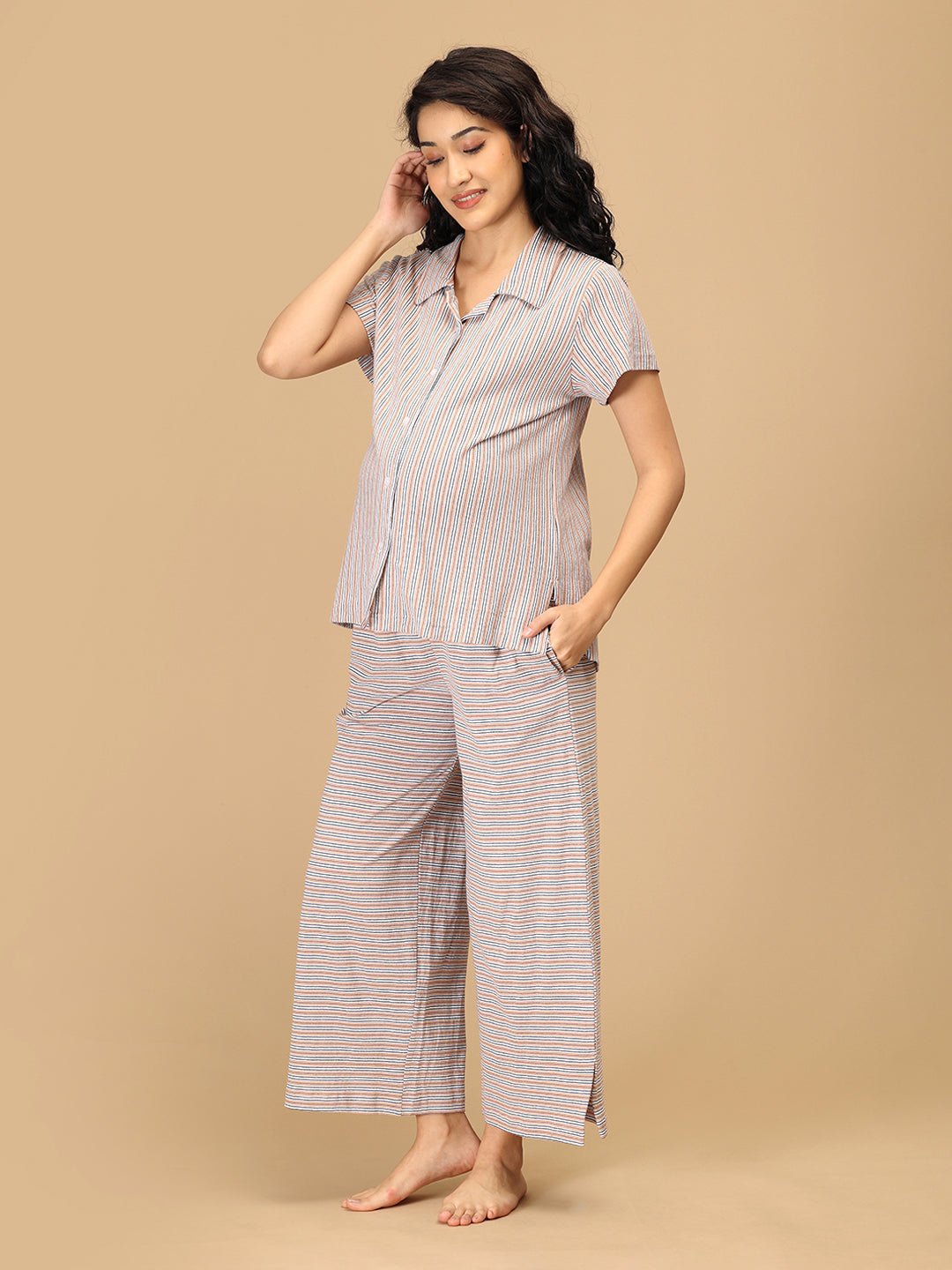  Stripe Me Snoozy Maternity and Nursing Nightwear Set Multi