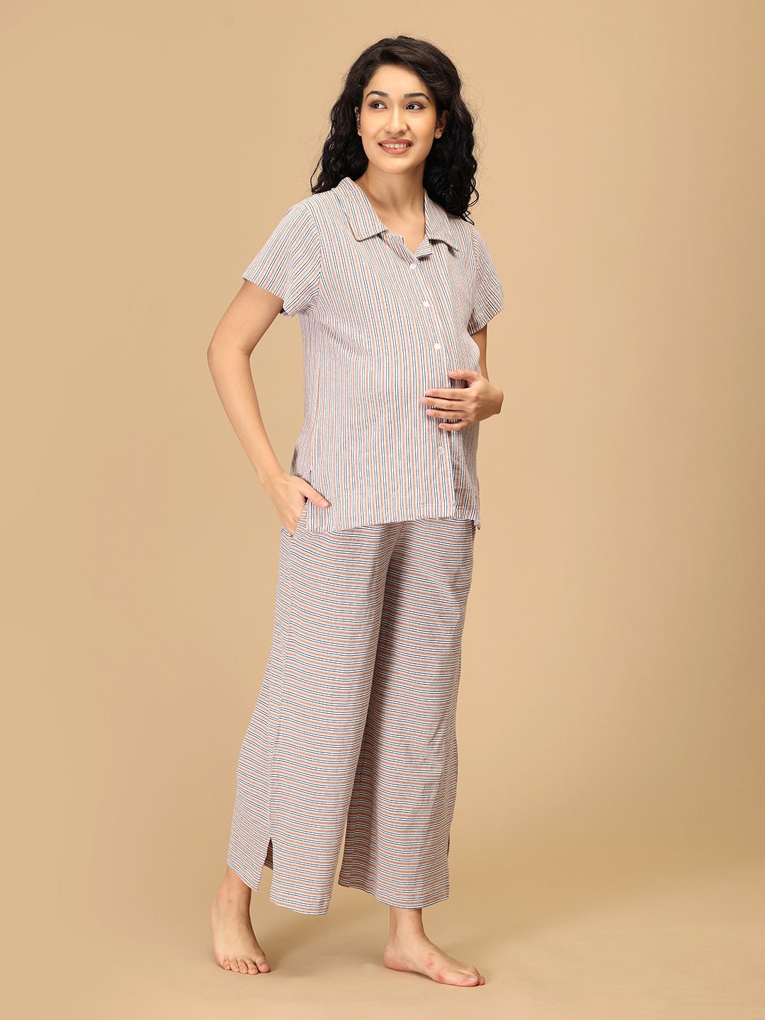  Stripe Me Snoozy Maternity and Nursing Nightwear Set Multi