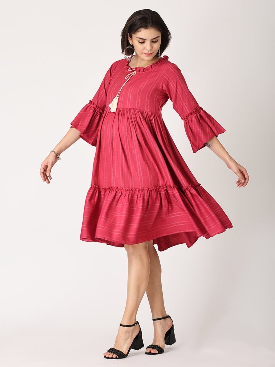 Sugar Berry Maternity and Nursing Dress Magenta
