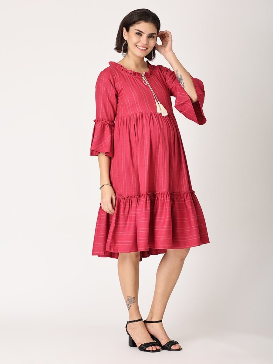  Sugar Berry Maternity and Nursing Dress Magenta