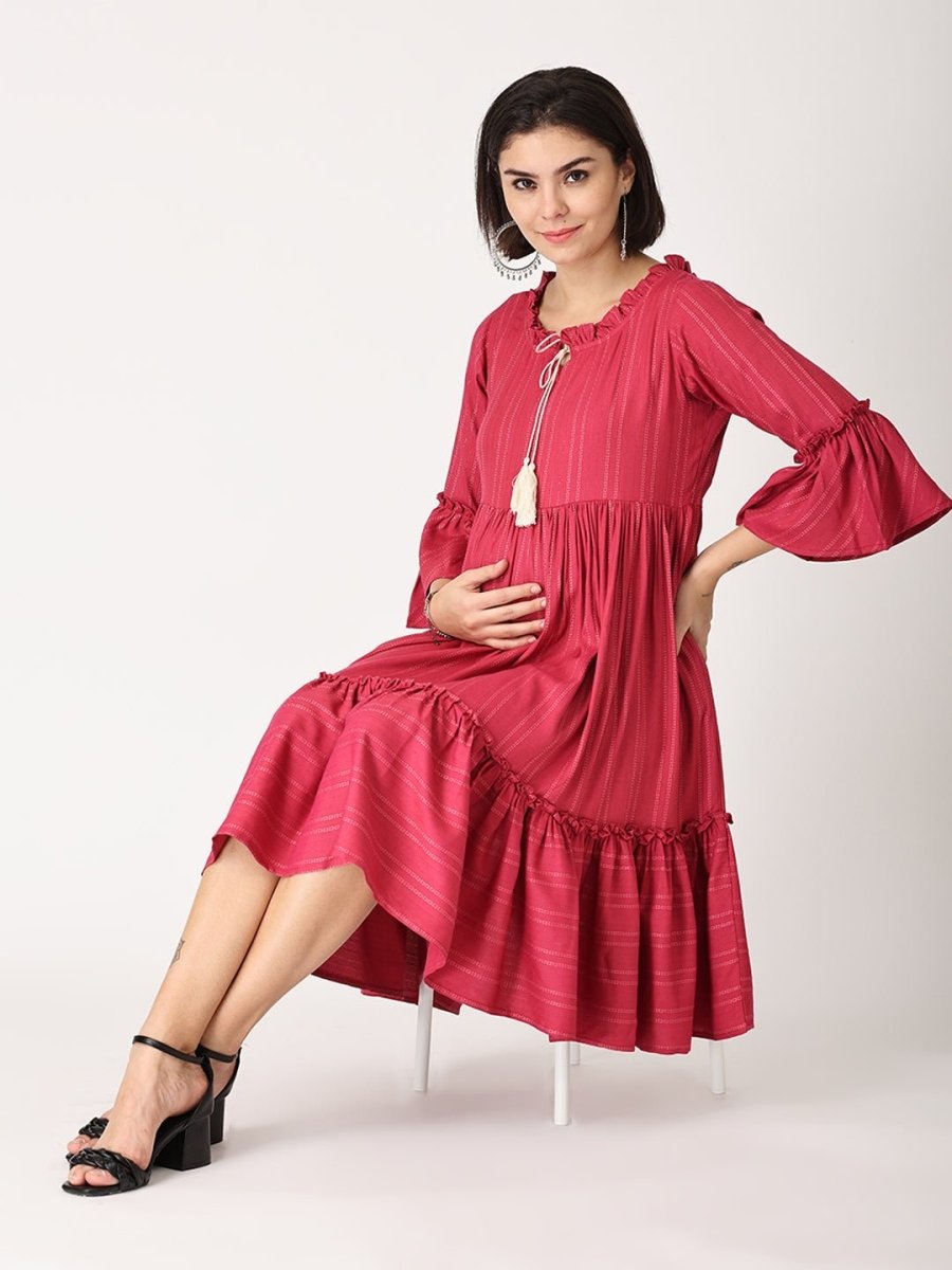  Sugar Berry Maternity and Nursing Dress Magenta