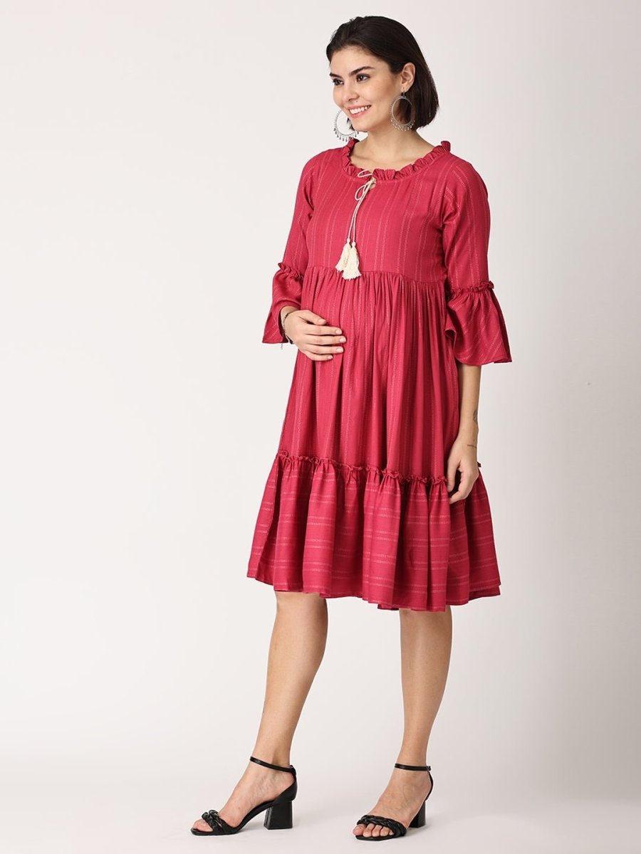  Sugar Berry Maternity and Nursing Dress Magenta