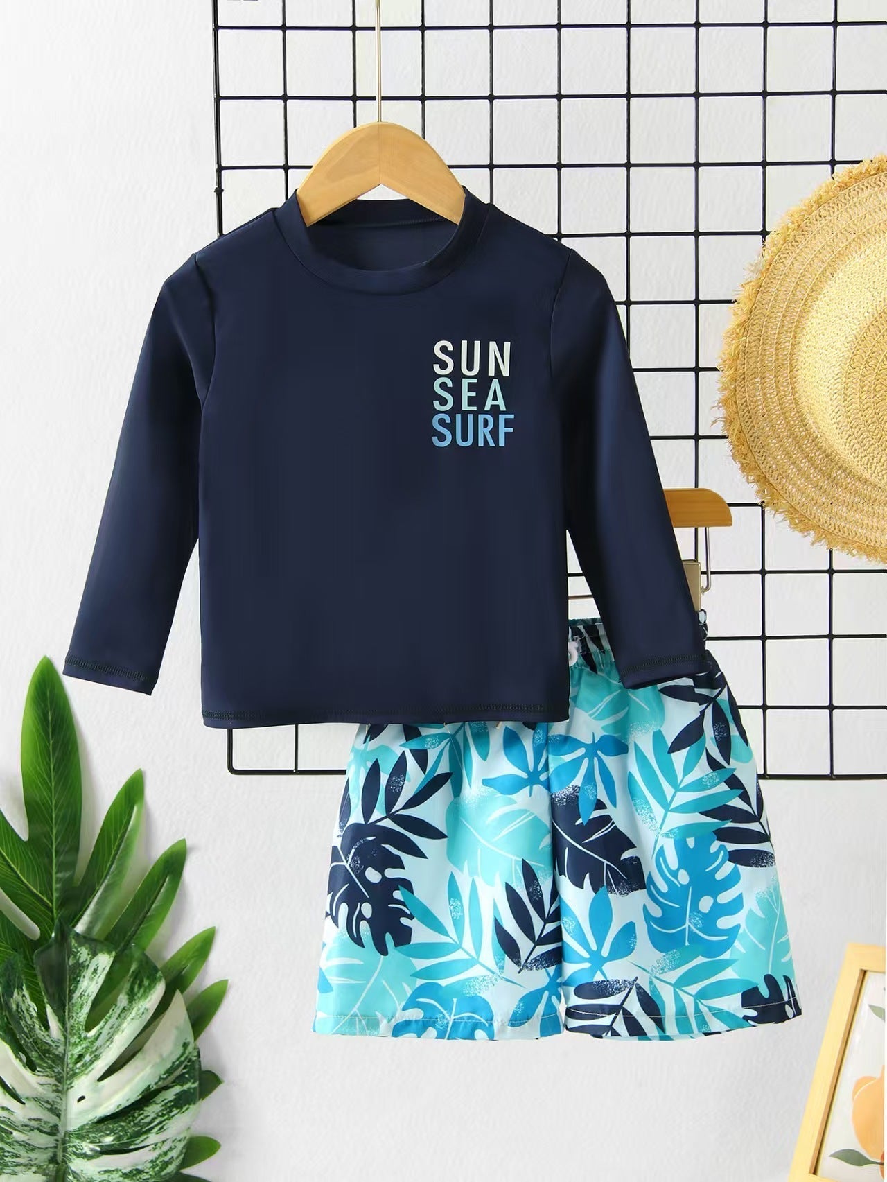 Sun Sea Surf Boys Full Sleeves Swimsuit Set