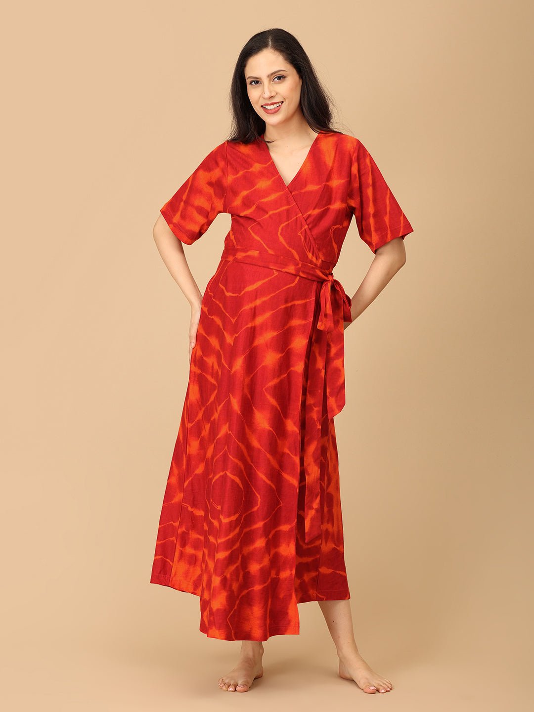 Sunburst Drape Maternity and Nursing Nightwear Robe Dress Multi