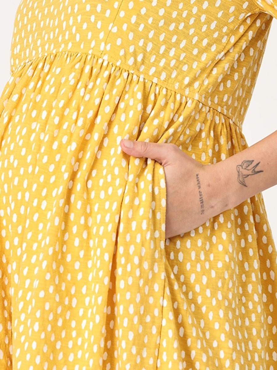  Sundress Polka Dot Maternity and Nursing Dress Yellow