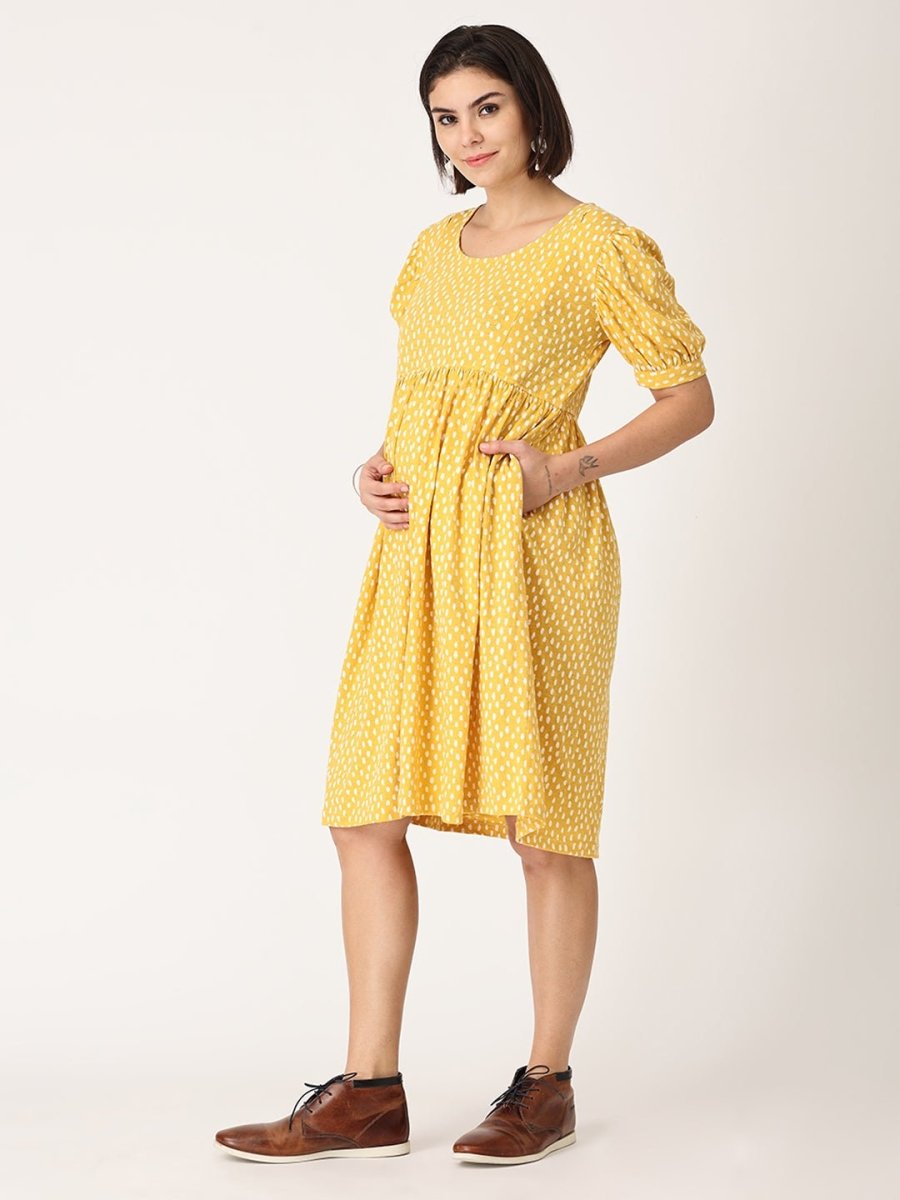  Sundress Polka Dot Maternity and Nursing Dress Yellow