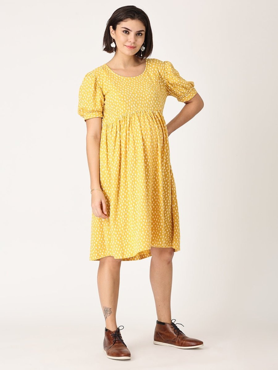  Sundress Polka Dot Maternity and Nursing Dress Yellow