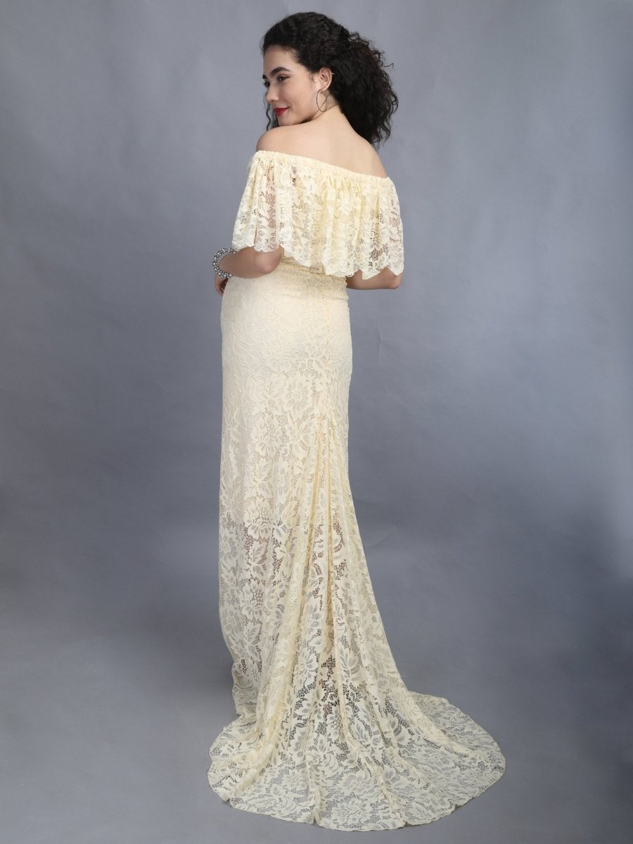  Sunlight Dew Maternity Lace Gown Yellow