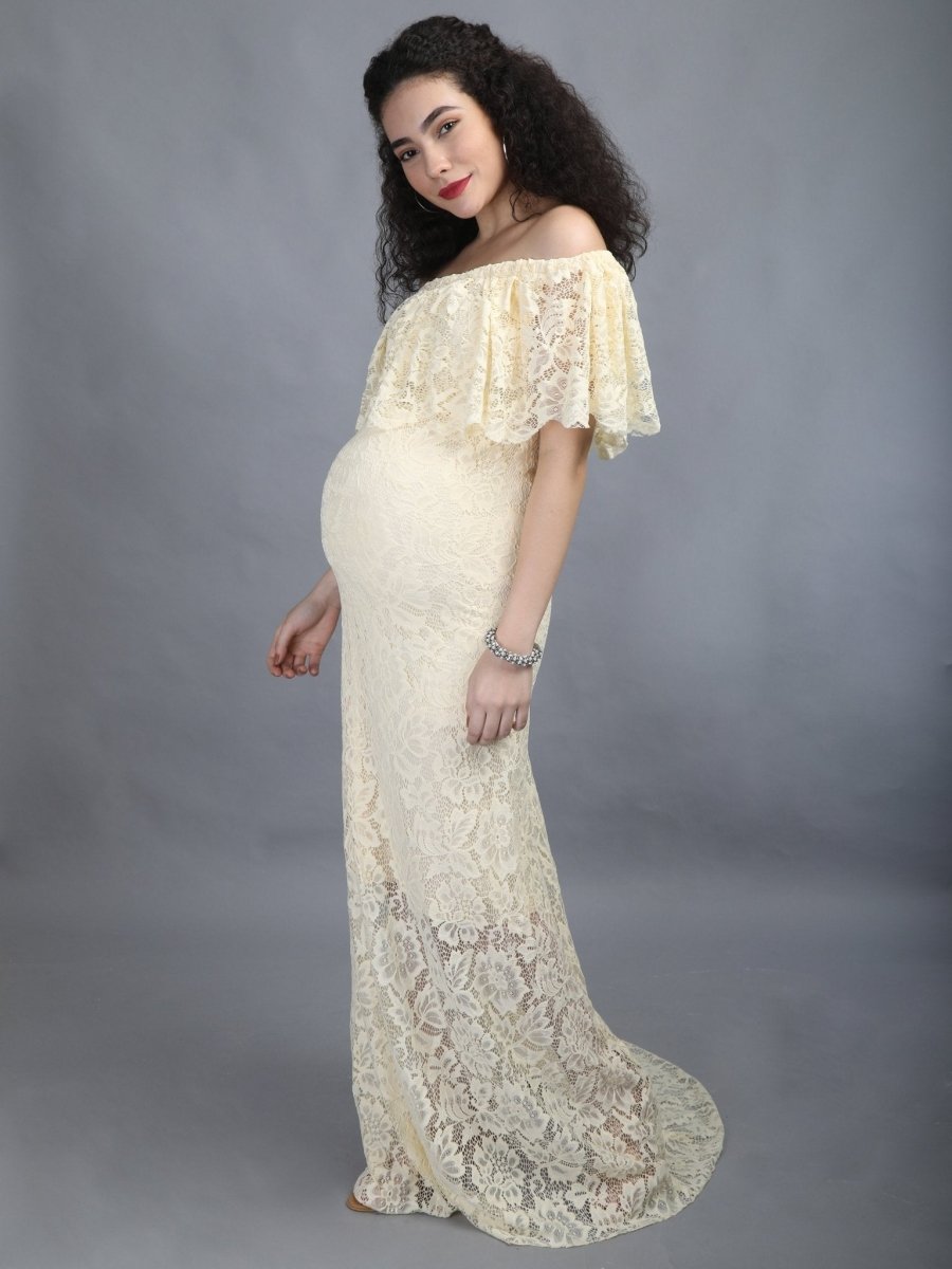  Sunlight Dew Maternity Lace Gown Yellow
