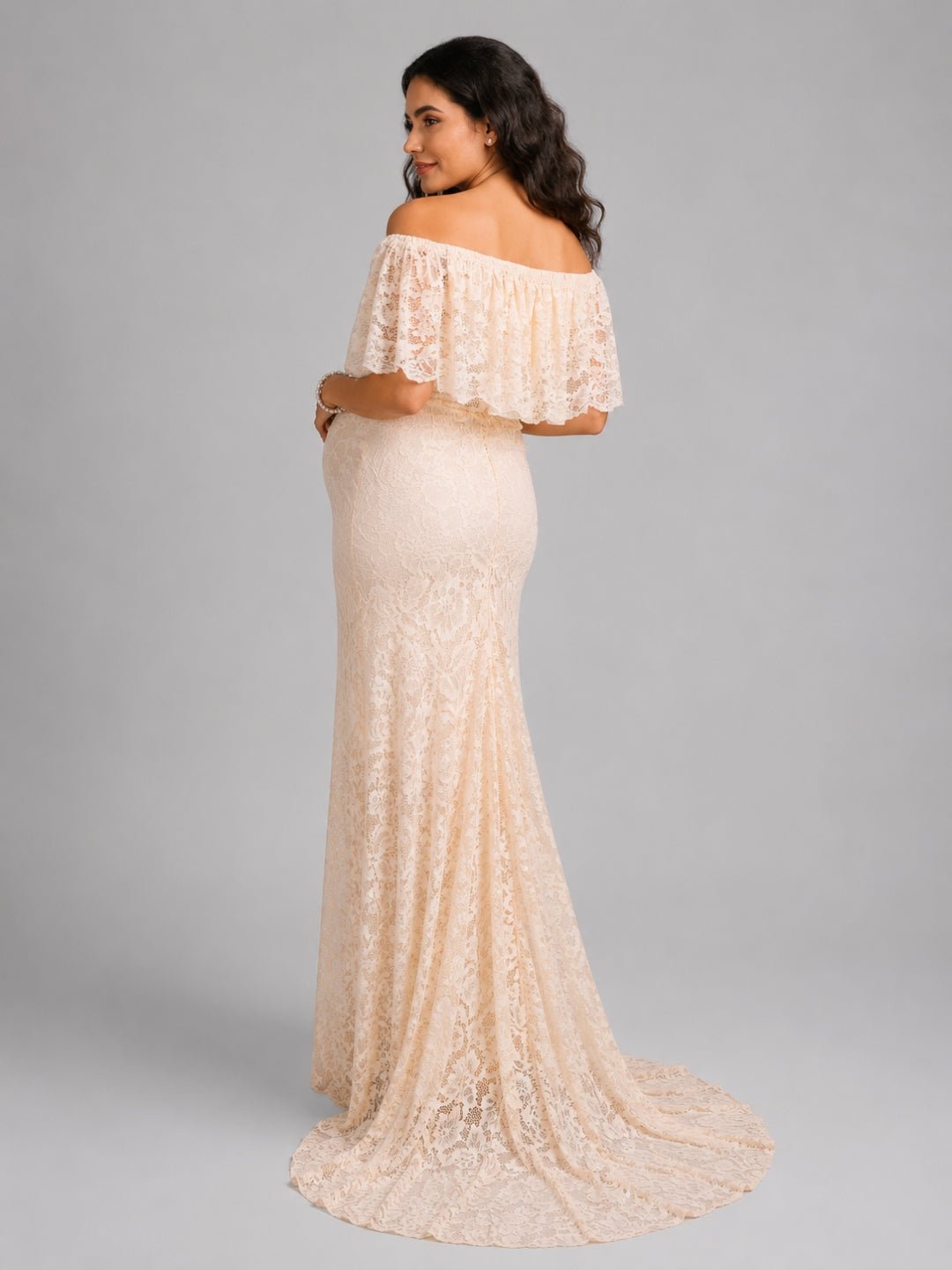  Sunlight Dew Maternity Lace Gown Yellow