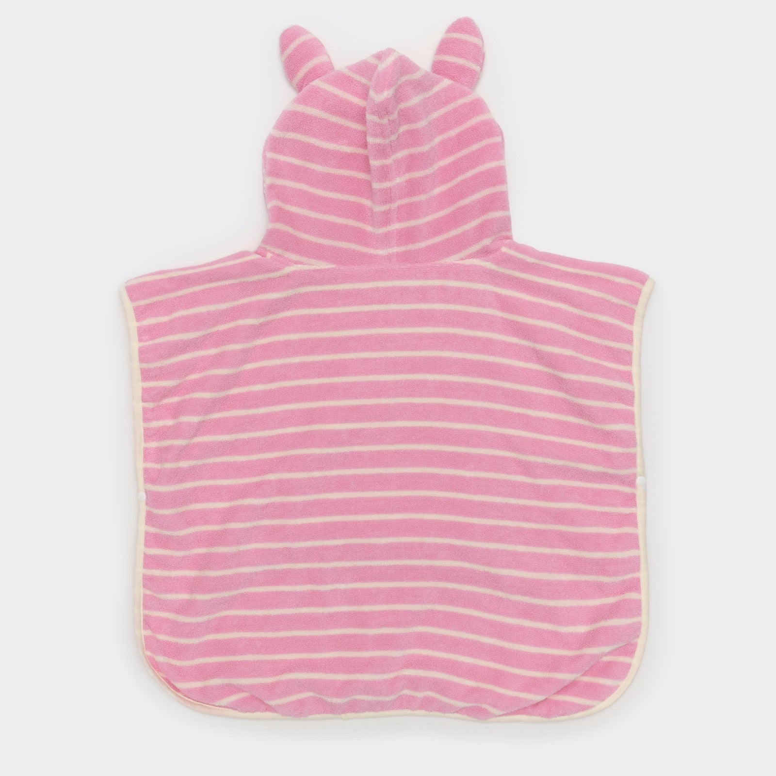 Kids Character Hooded Cotton Candy Pink Stripe Towel With 3D Elements