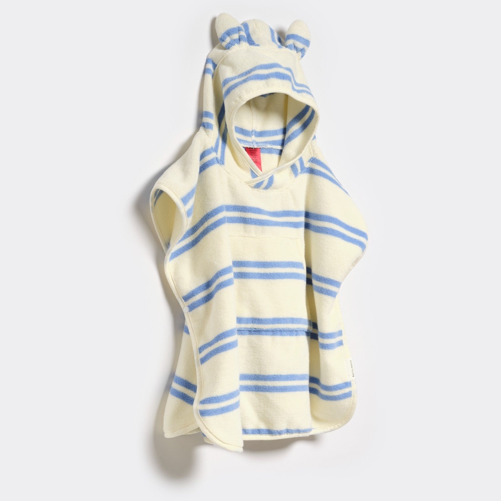 Kids Character Hooded Cotton Blue Stripe Towel With 3D Elements