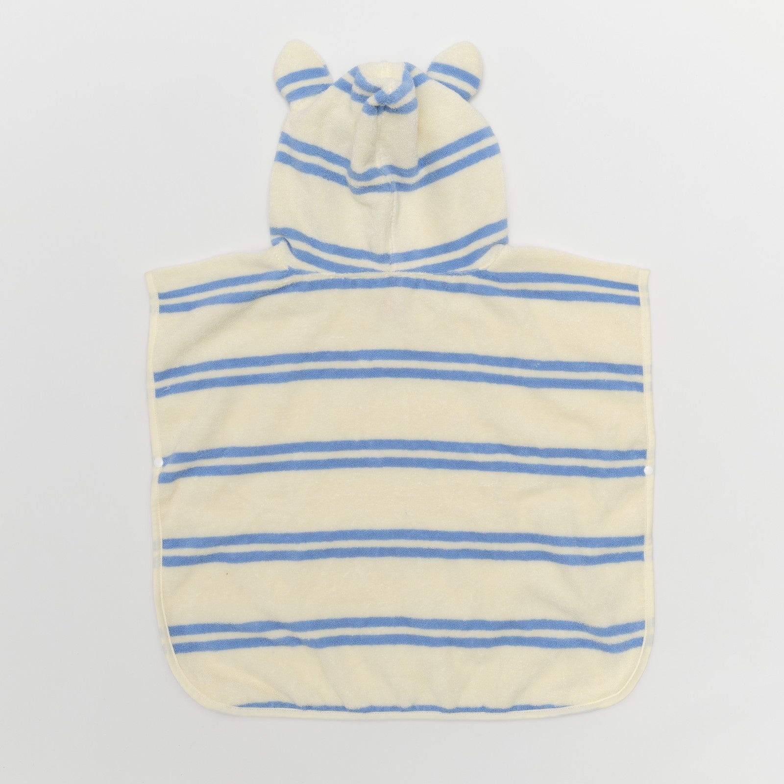 Kids Character Hooded Cotton Blue Stripe Towel With 3D Elements