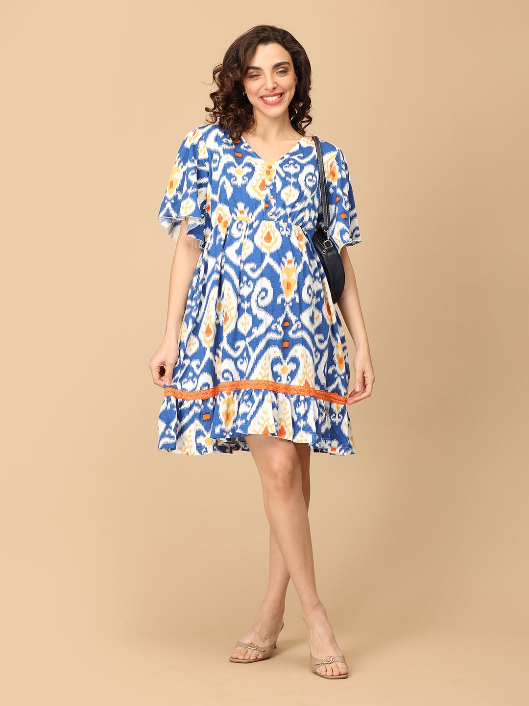  Sunset in Santorini Maternity and Nursing Dress Blue