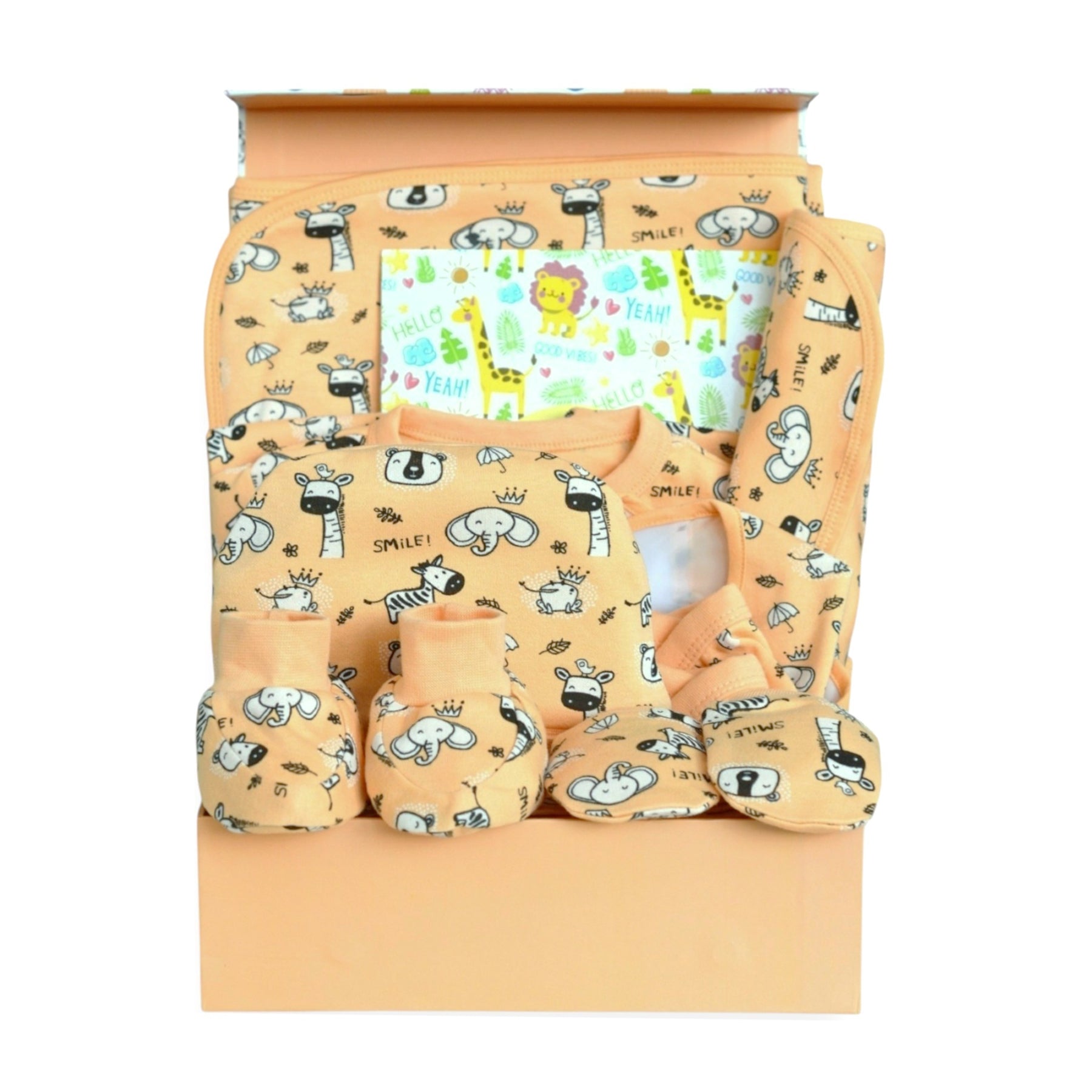 Sunset Safari 10 PCS Newborn Baby Gift Hamper Set With Milestone Cards