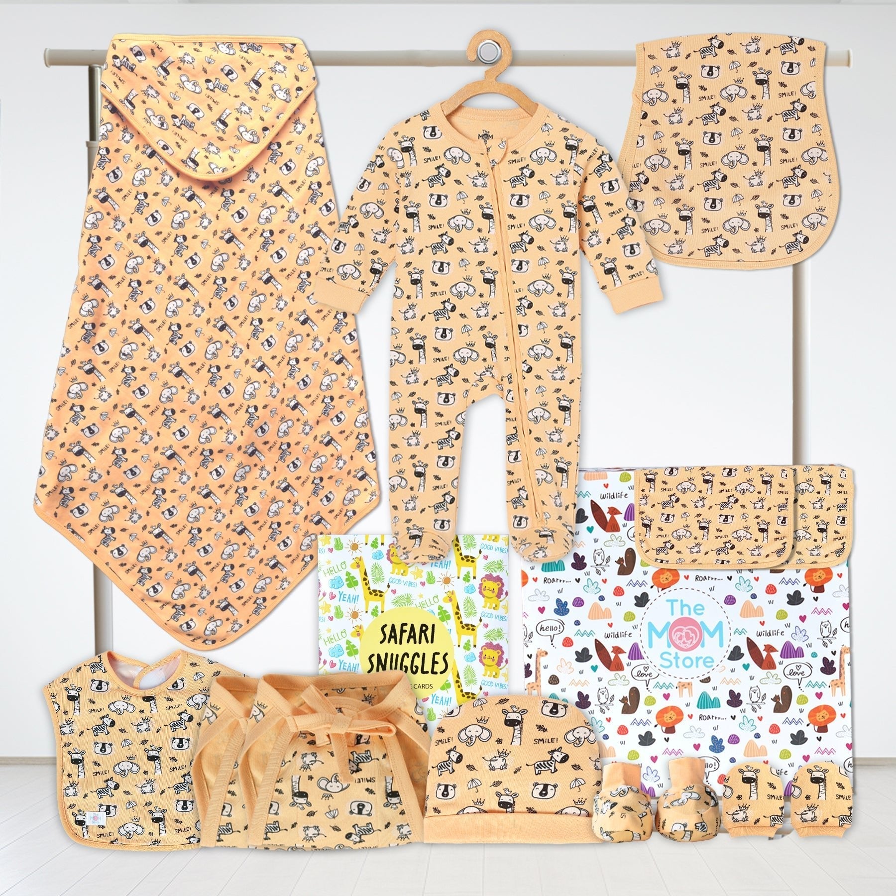 Sunset Safari 10 PCS Newborn Baby Gift Hamper Set With Milestone Cards