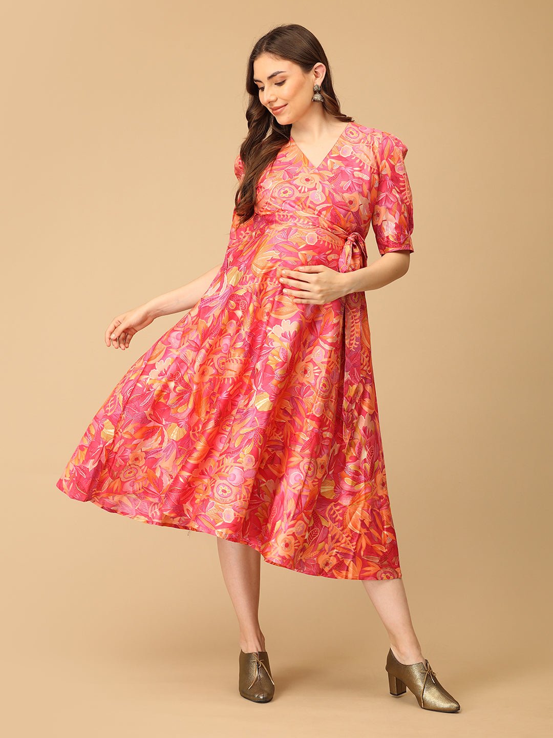  Sunset Salsa Maternity and Nursing Wrap Dress Multi