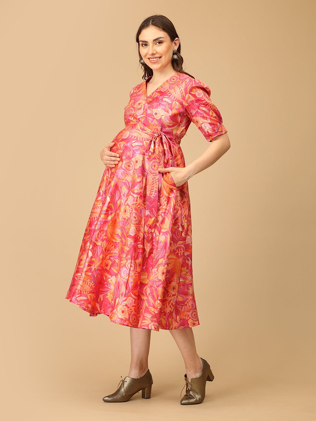  Sunset Salsa Maternity and Nursing Wrap Dress Multi