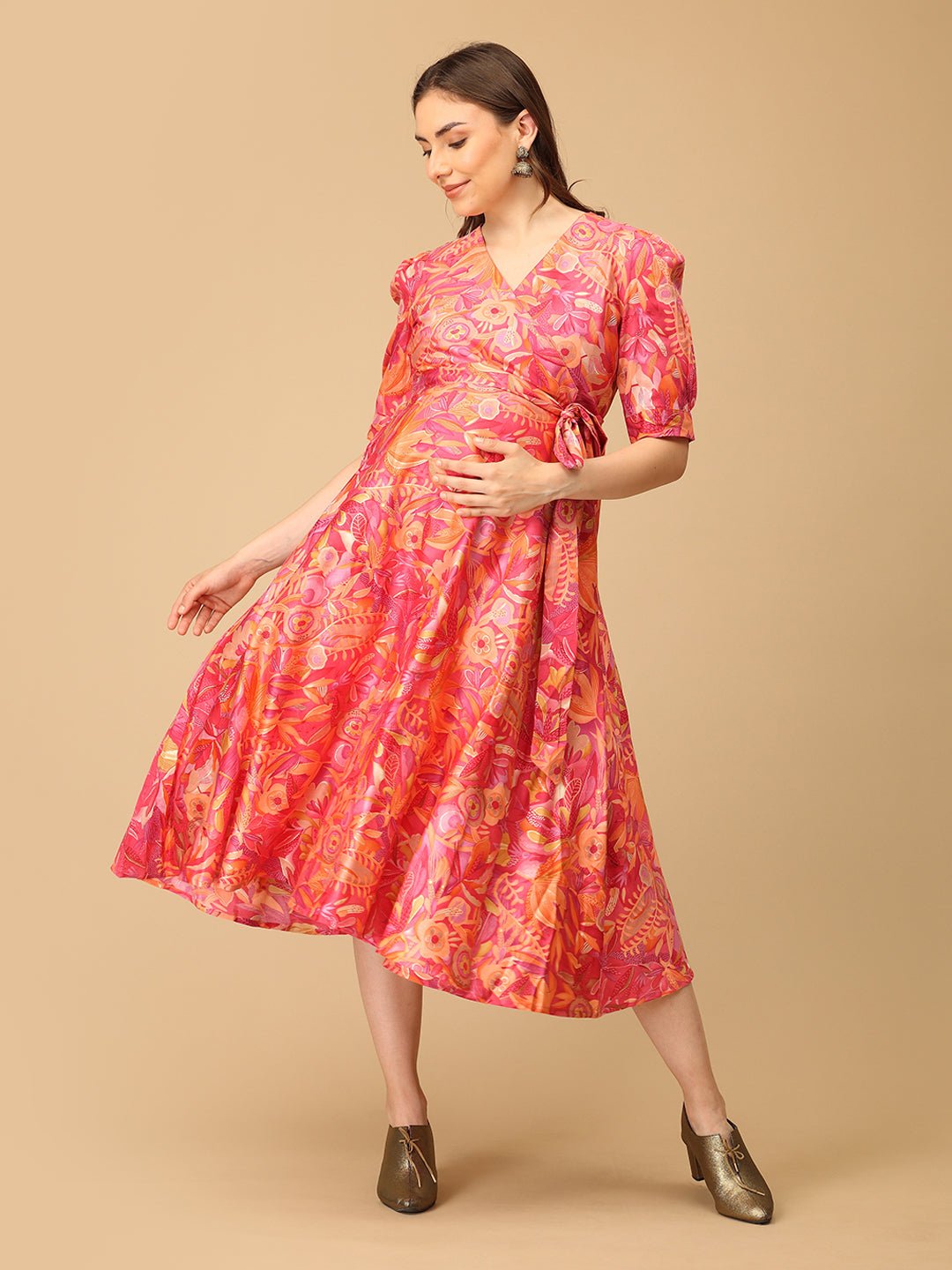  Sunset Salsa Maternity and Nursing Wrap Dress Multi