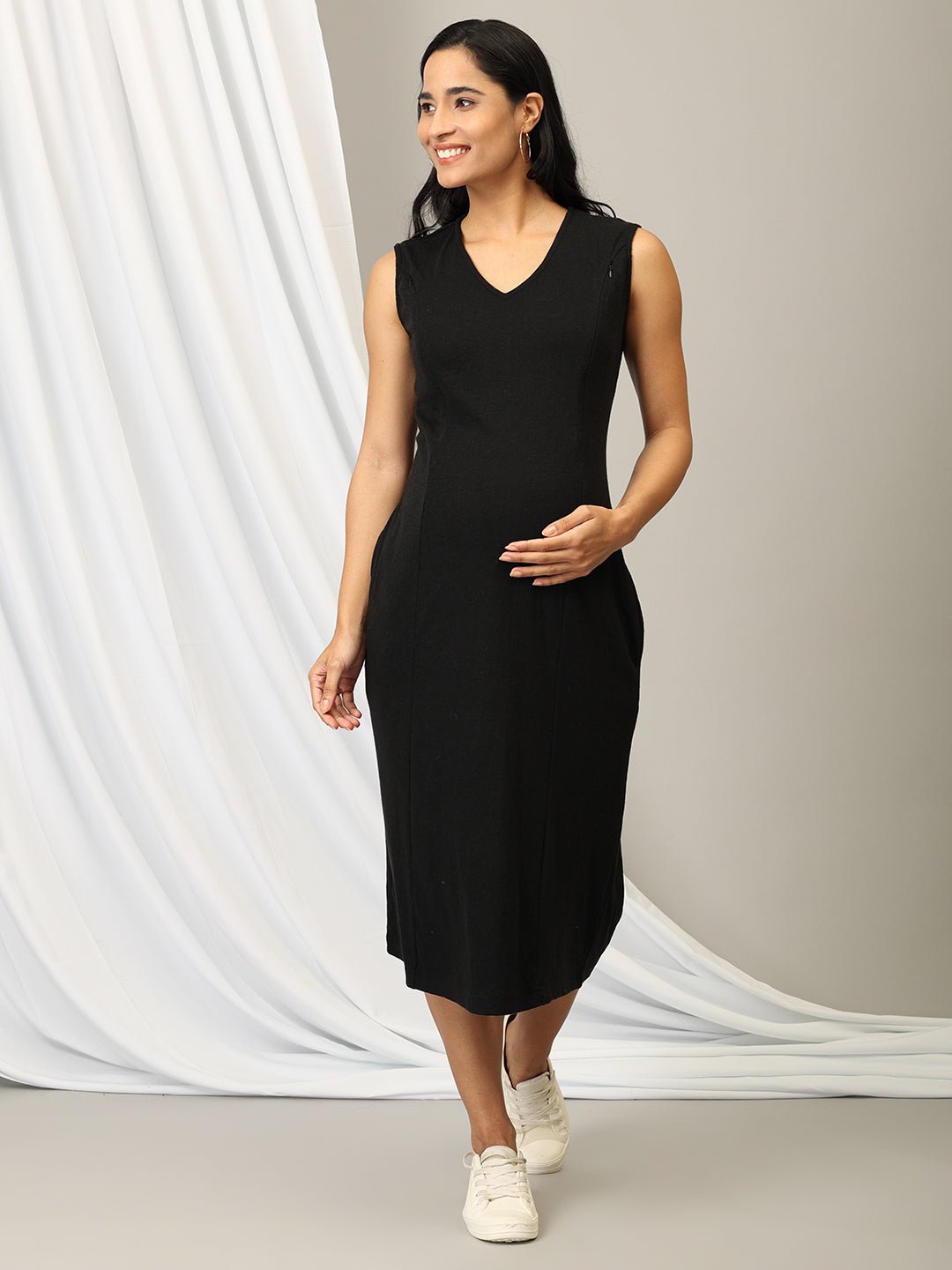  Tailored to Thrill Maternity and Nursing Shacket Dress Multi