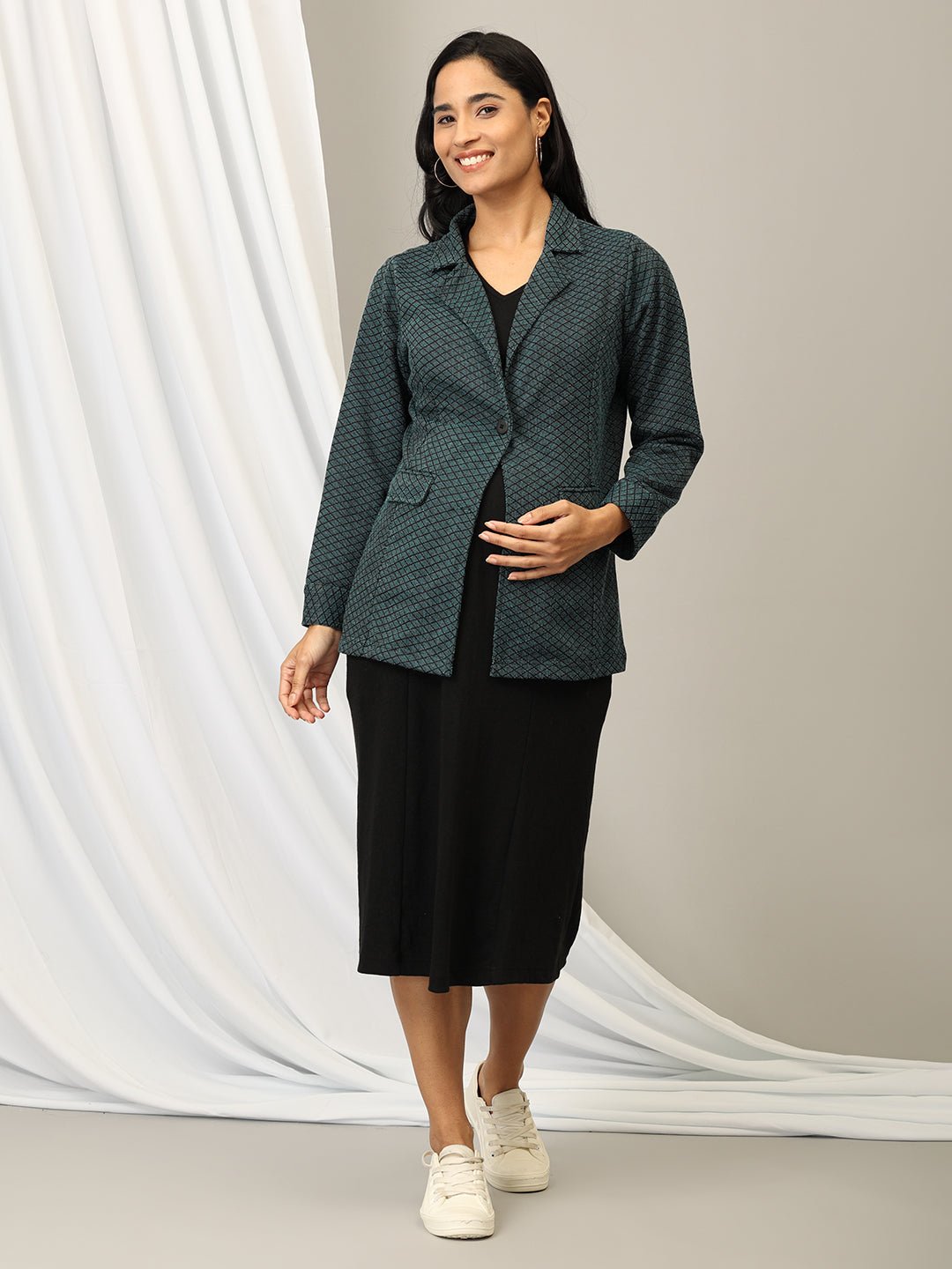  Tailored to Thrill Maternity and Nursing Shacket Dress Multi