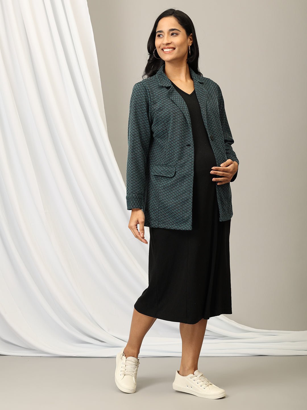  Tailored to Thrill Maternity and Nursing Shacket Dress Multi
