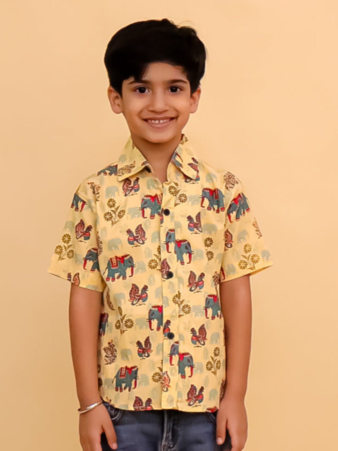 Teal-a-Trunk Elephant Print Boys Shirt