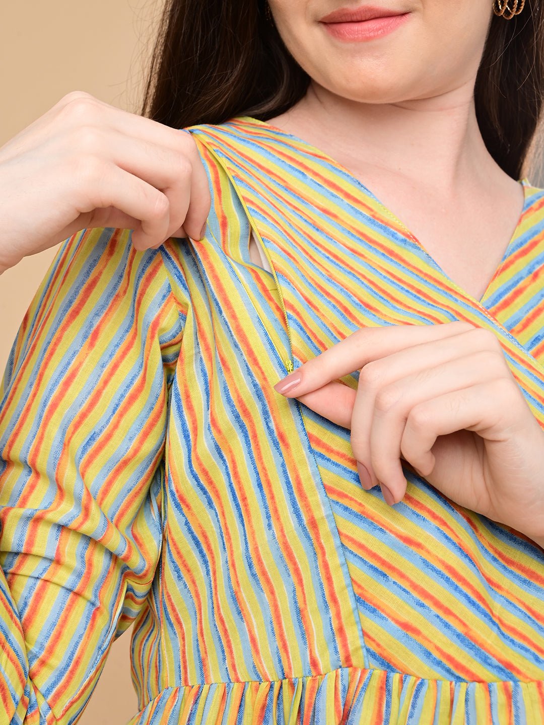  Technicolor Tide Maternity and Nursing Dress Multi