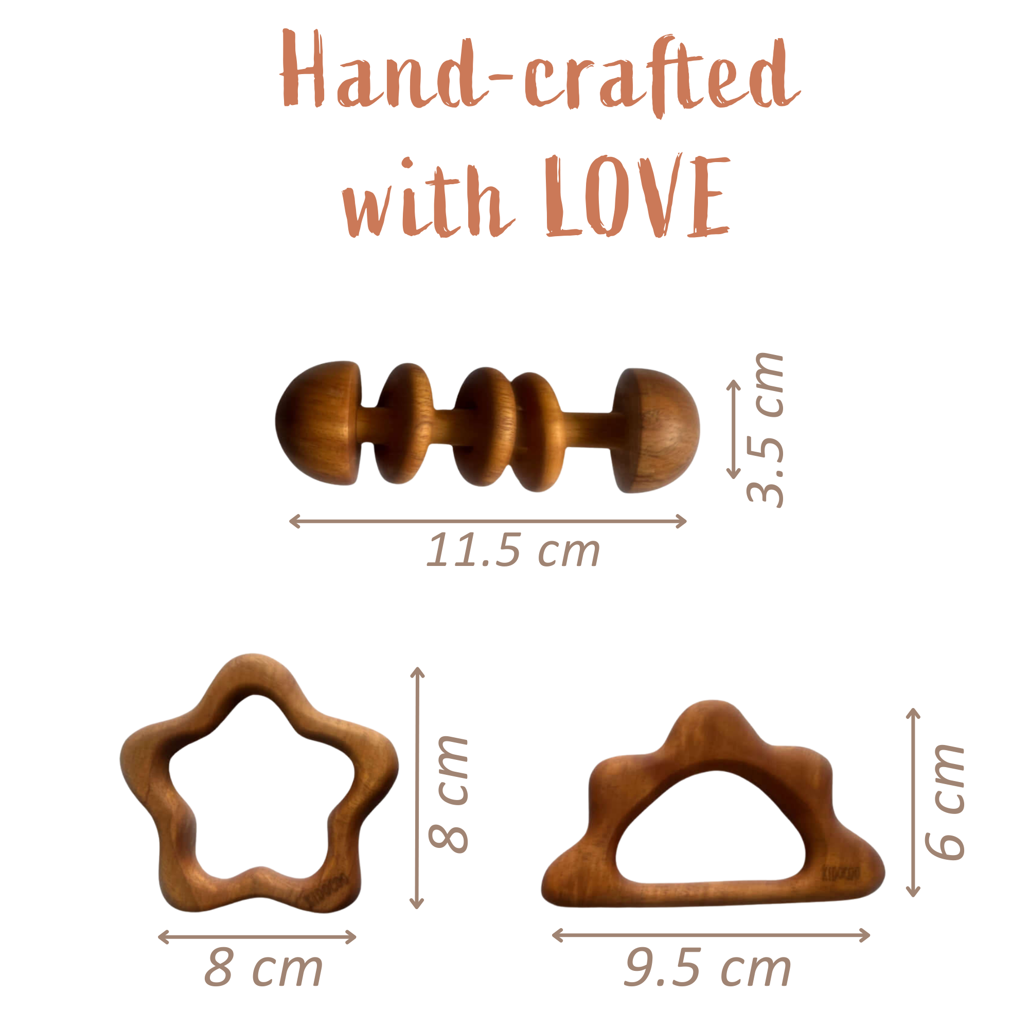 Kidocoo Toys Neem Wood Antibacterial Eco-Friendly Teether Set For Babies