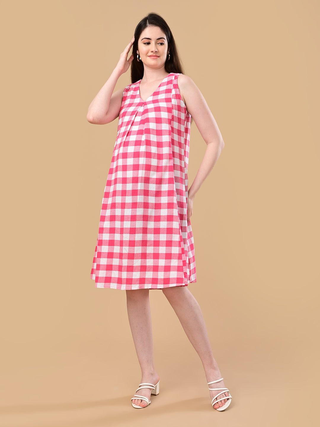  Fuchsia Frame Maternity and Nursing Shacket Dress Pink