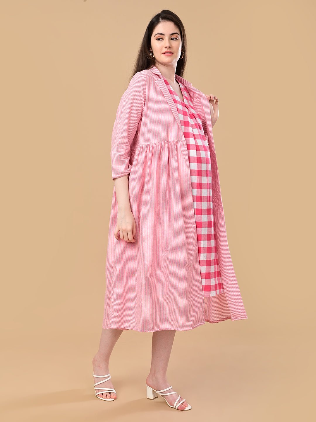  Fuchsia Frame Maternity and Nursing Shacket Dress Pink