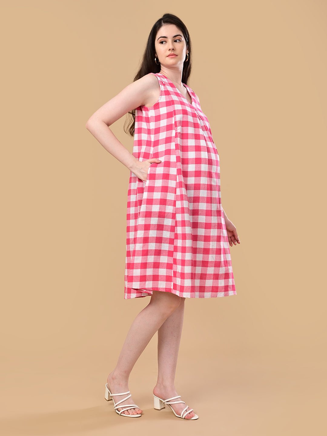  Fuchsia Frame Maternity and Nursing Shacket Dress Pink