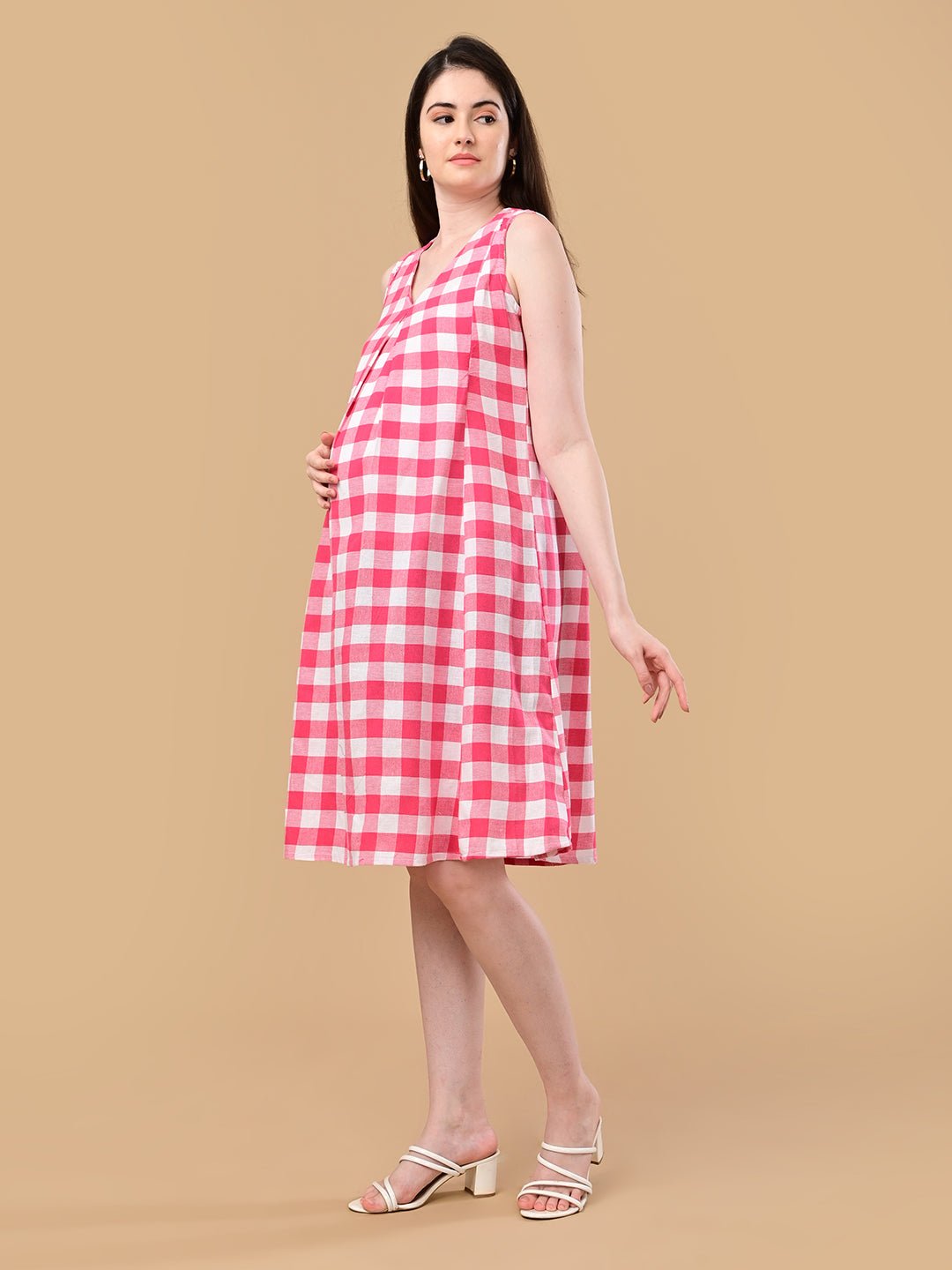  Fuchsia Frame Maternity and Nursing Shacket Dress Pink