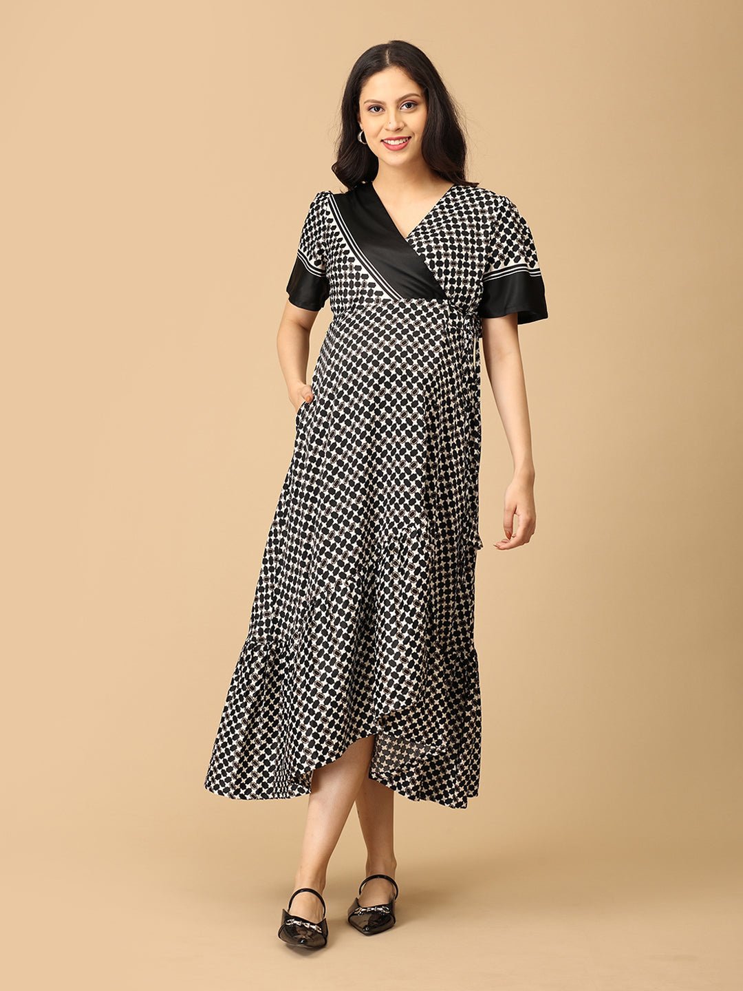  Right Angles Maternity and Nursing Wrap Dress Multi