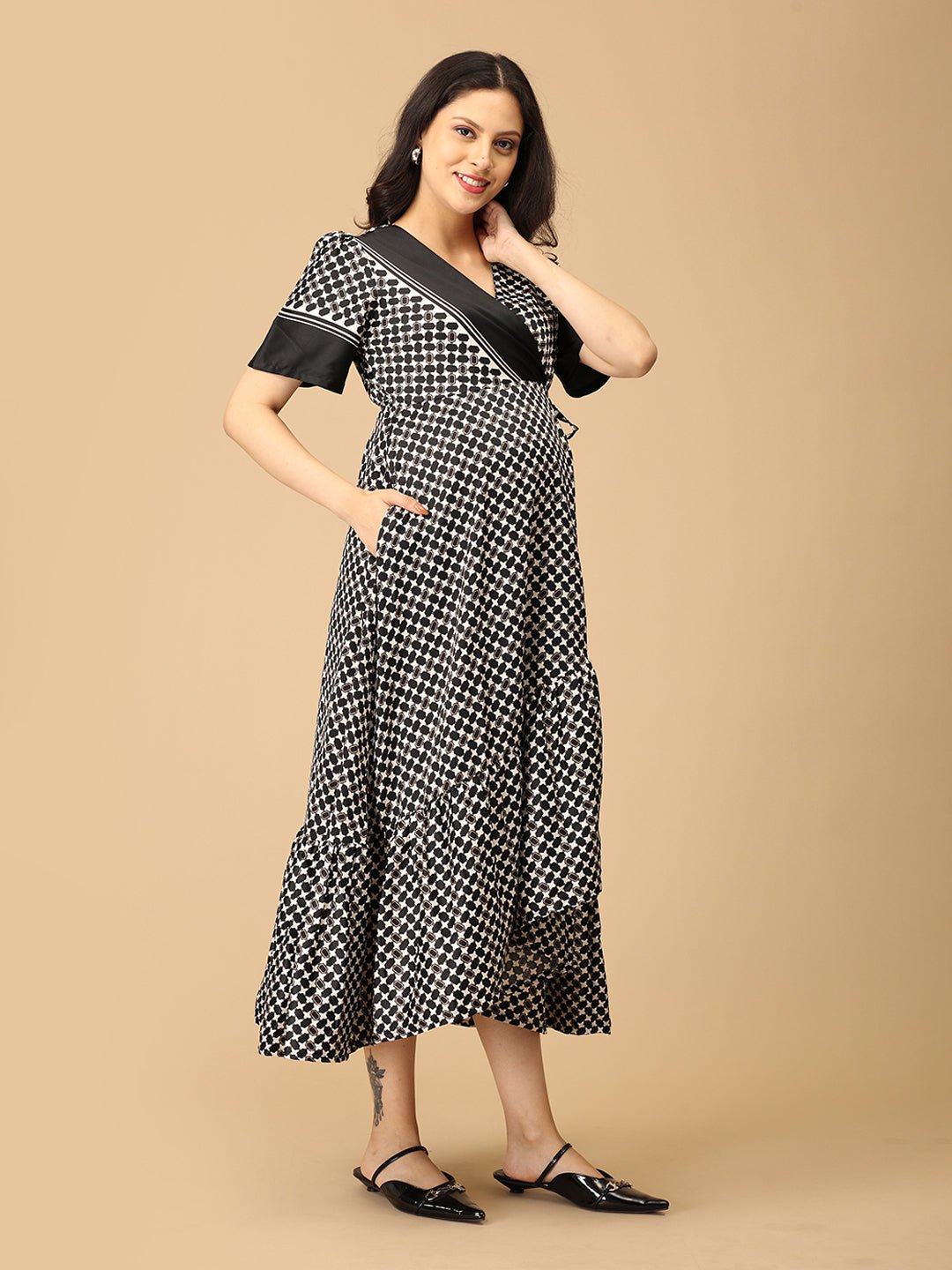  Right Angles Maternity and Nursing Wrap Dress Multi